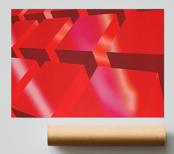 Crimson Cube Cascade Poster