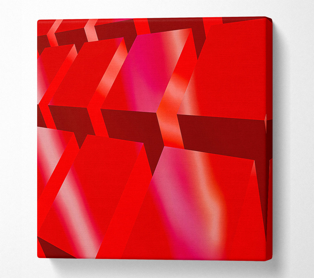  A Canvas Print of Crimson Cube Cascade Canvas Print