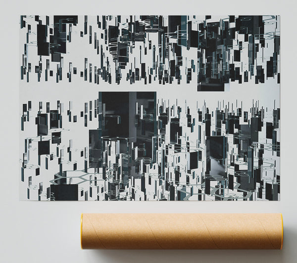 Black Geometric Reflections Giclee Print
