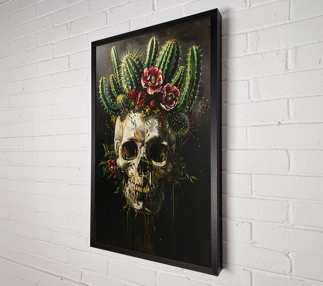 A Canvas Print of Crimson Cactus Skull Canvas Wall Art