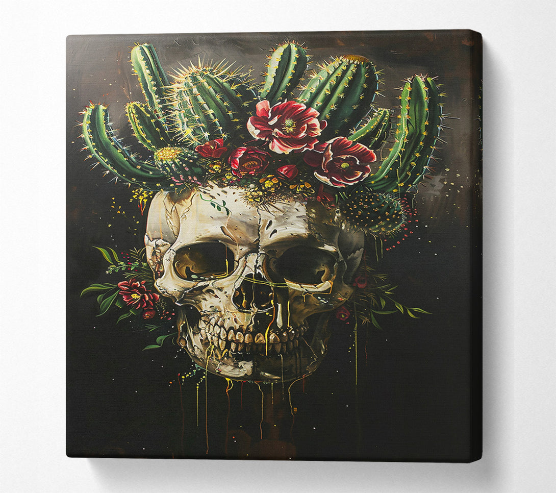  A Canvas Print of Crimson Cactus Skull Canvas Wall Art