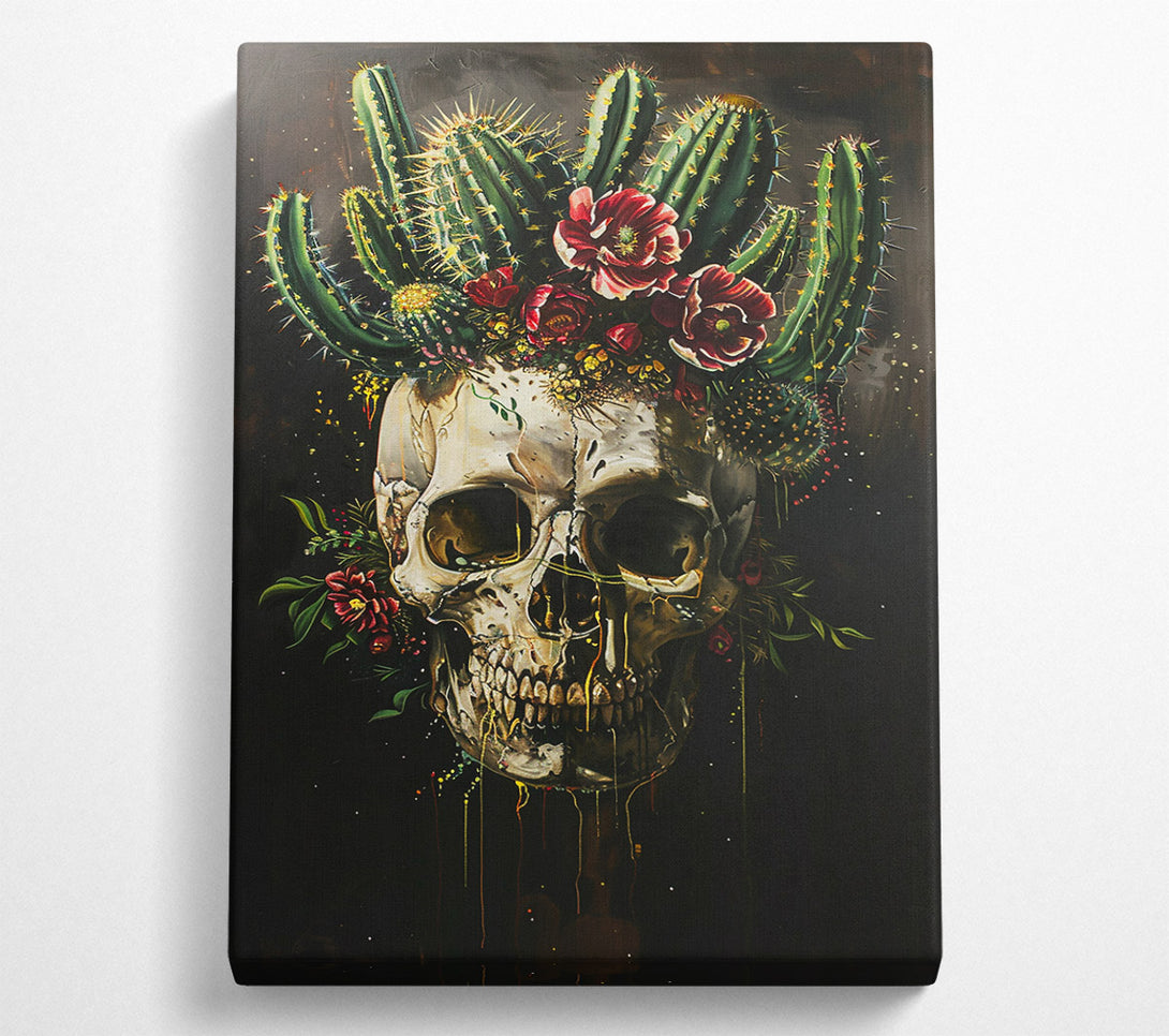  A Canvas Print of Crimson Cactus Skull Canvas Wall Art