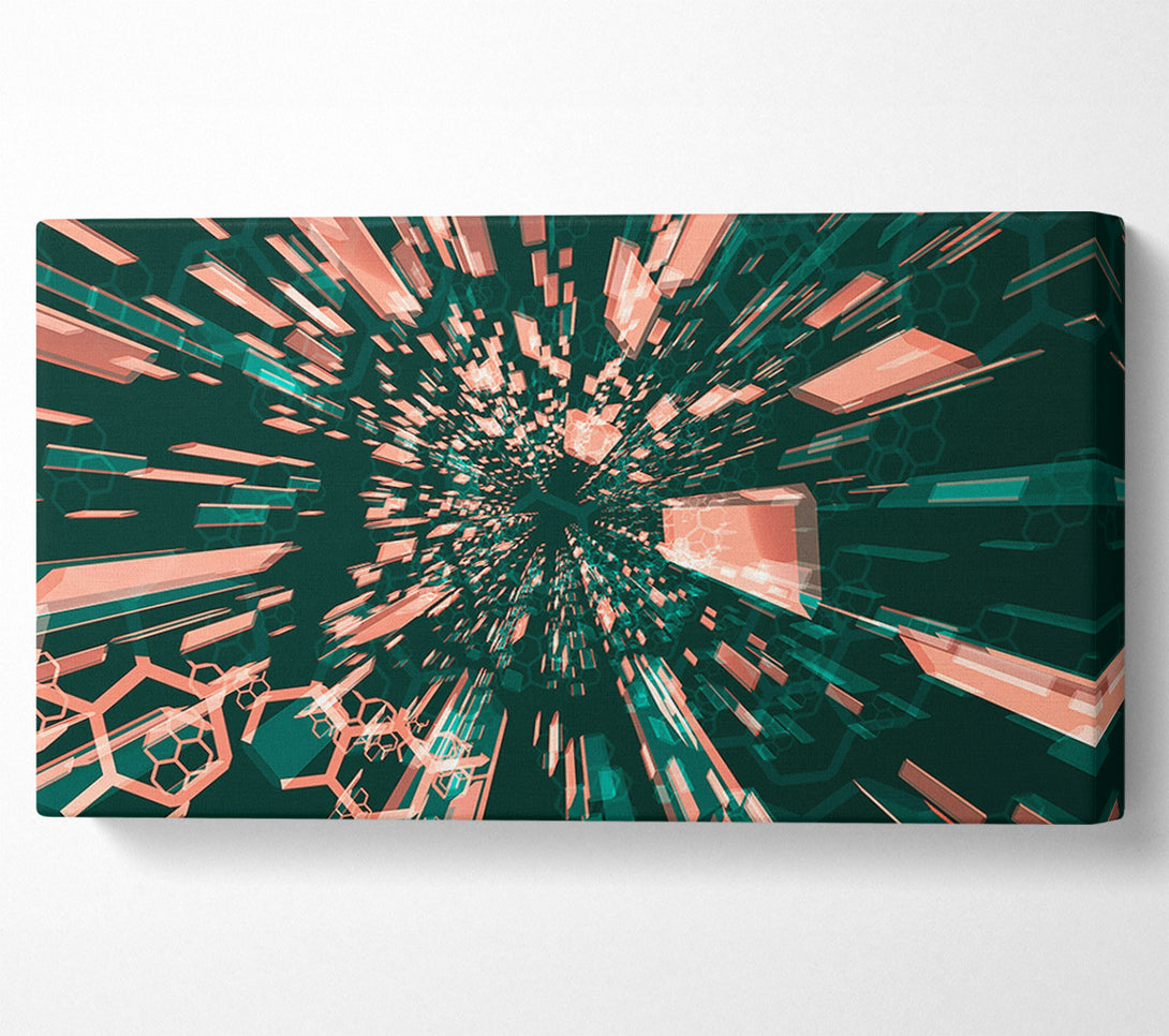  A Canvas Print of Coral Hexagon Tunnel Canvas Art