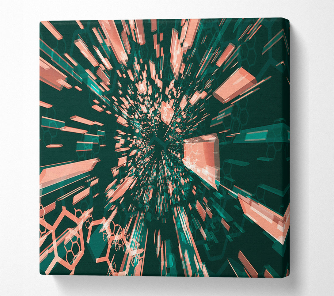  A Canvas Print of Coral Hexagon Tunnel Canvas Art