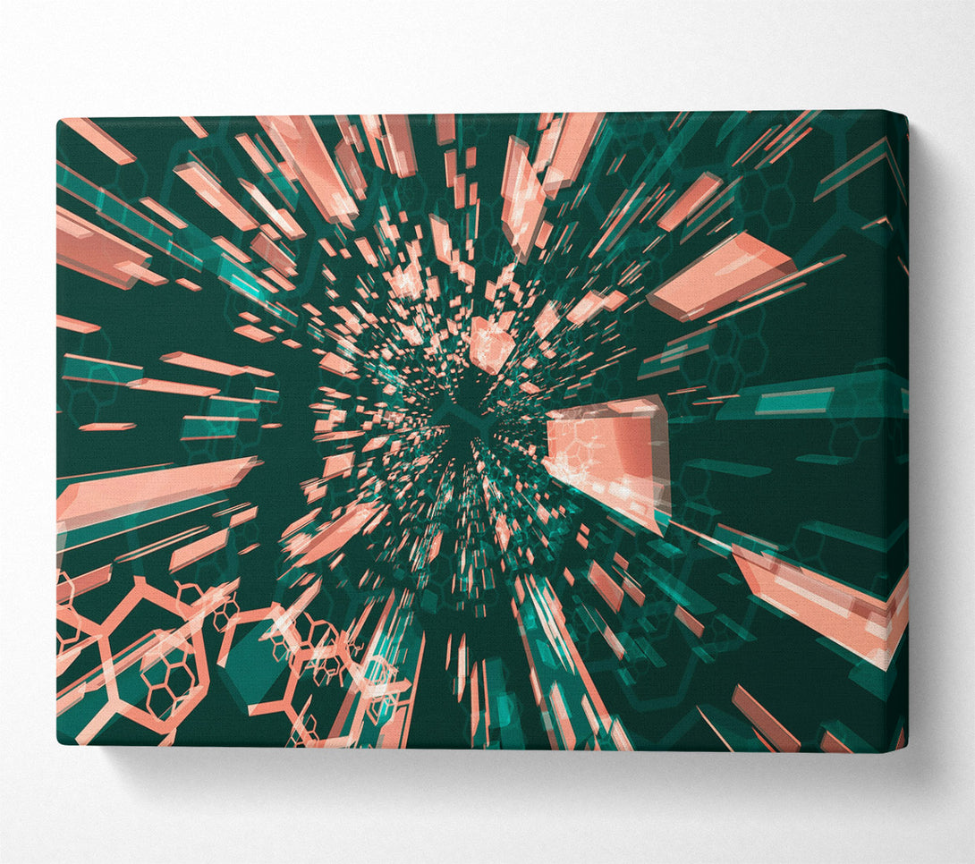 A Canvas Print of Coral Hexagon Tunnel Canvas Art