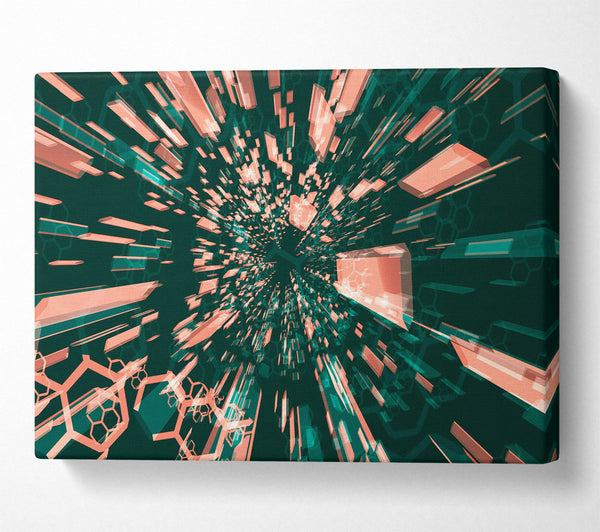  A Canvas Print of Coral Hexagon Tunnel Canvas Art
