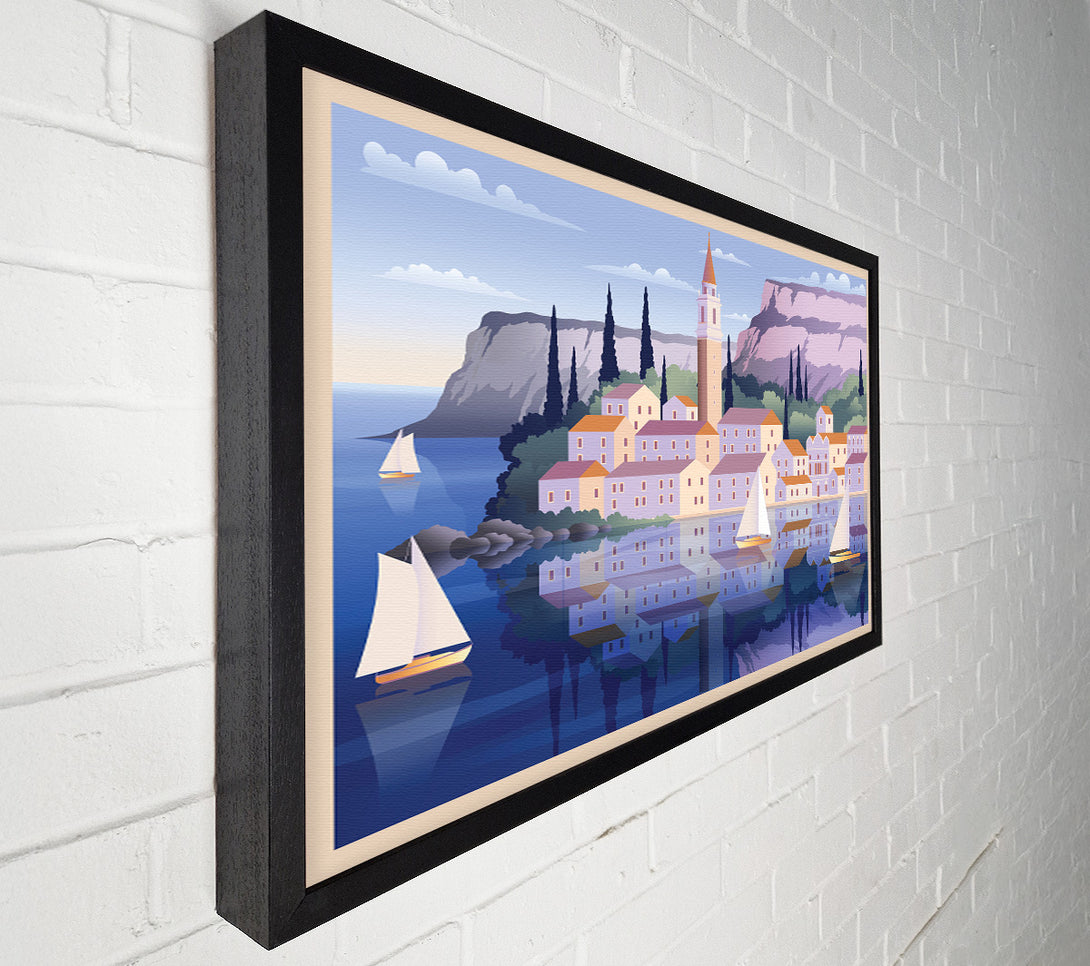  A Canvas Print of Boats On The Coastal Town Canvas Art