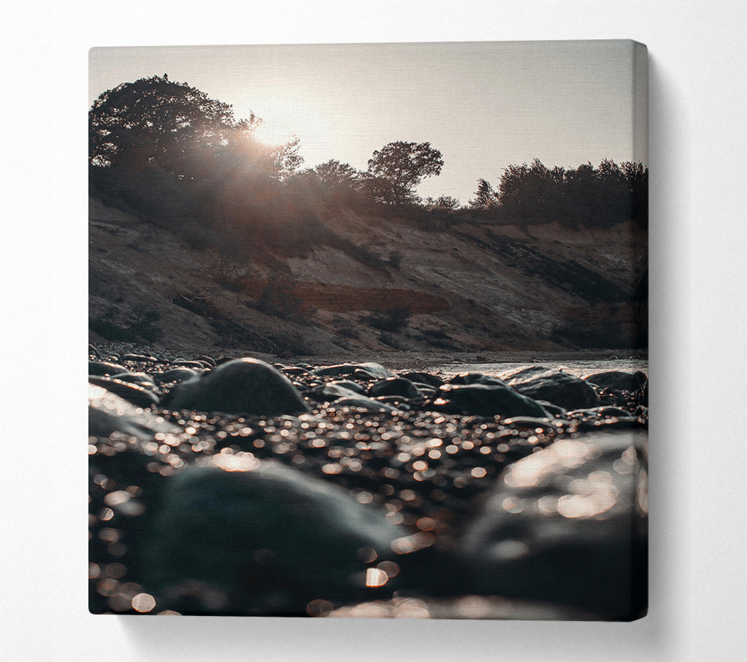  A Canvas Print of Golden Pebble Shore Canvas Wall Art