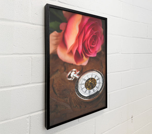 Pink Rose And Timepiece
