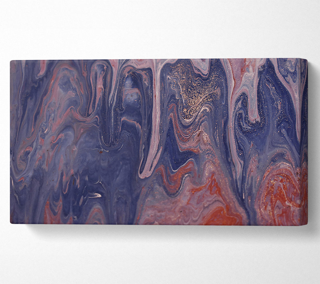  A Canvas Print of Indigo Swirls And Gold Canvas Print