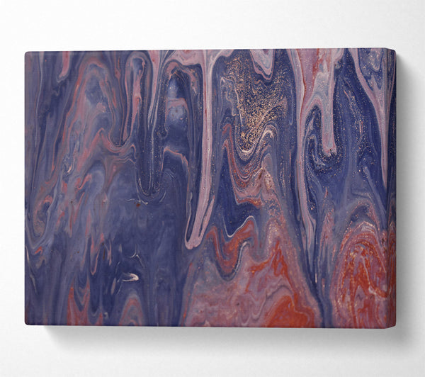  A Canvas Print of Indigo Swirls And Gold Canvas Print