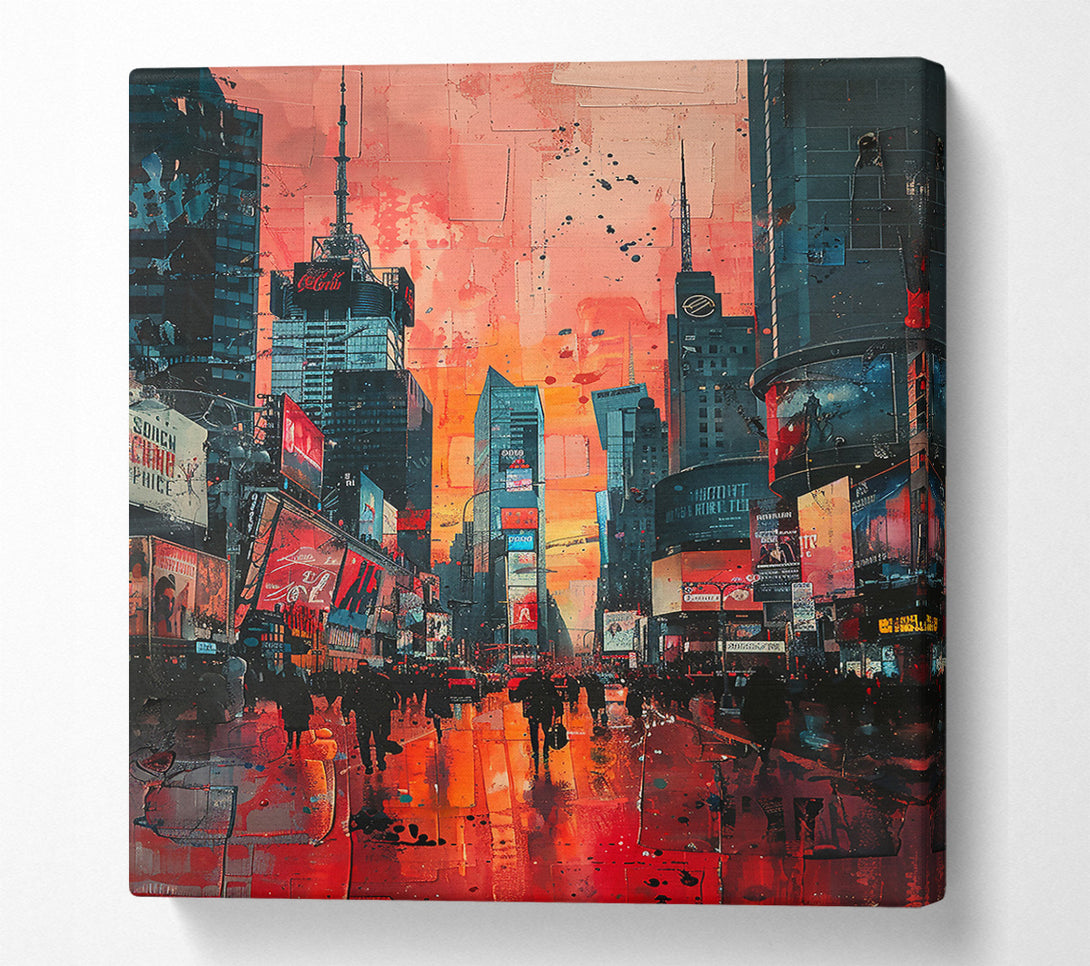  A Canvas Print of Crimson Cityscape Glow Canvas Print