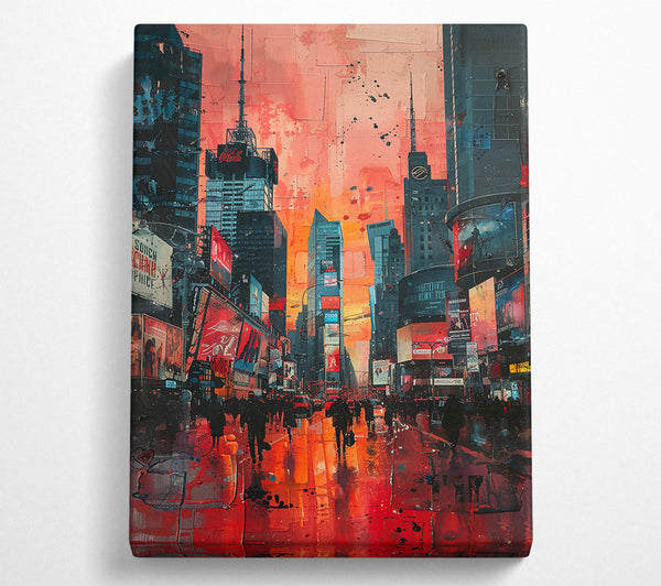  A Canvas Print of Crimson Cityscape Glow Canvas Print