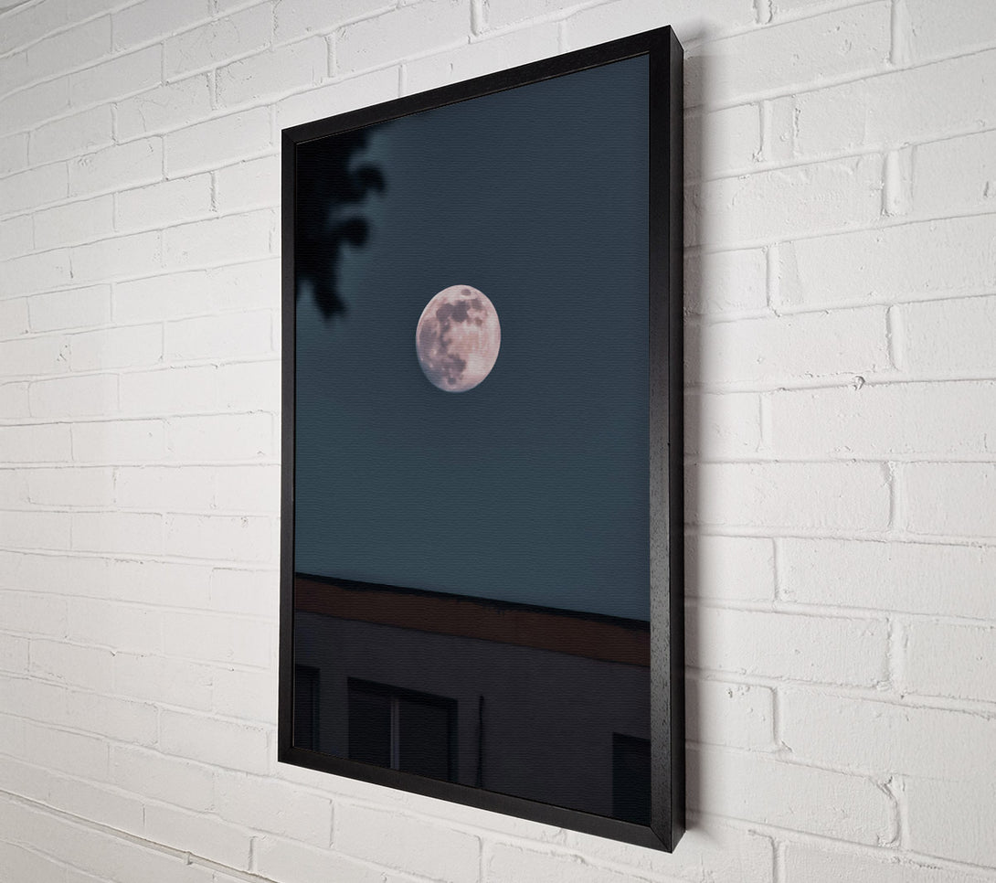  A Canvas Print of Pale Moon Over City Canvas Print