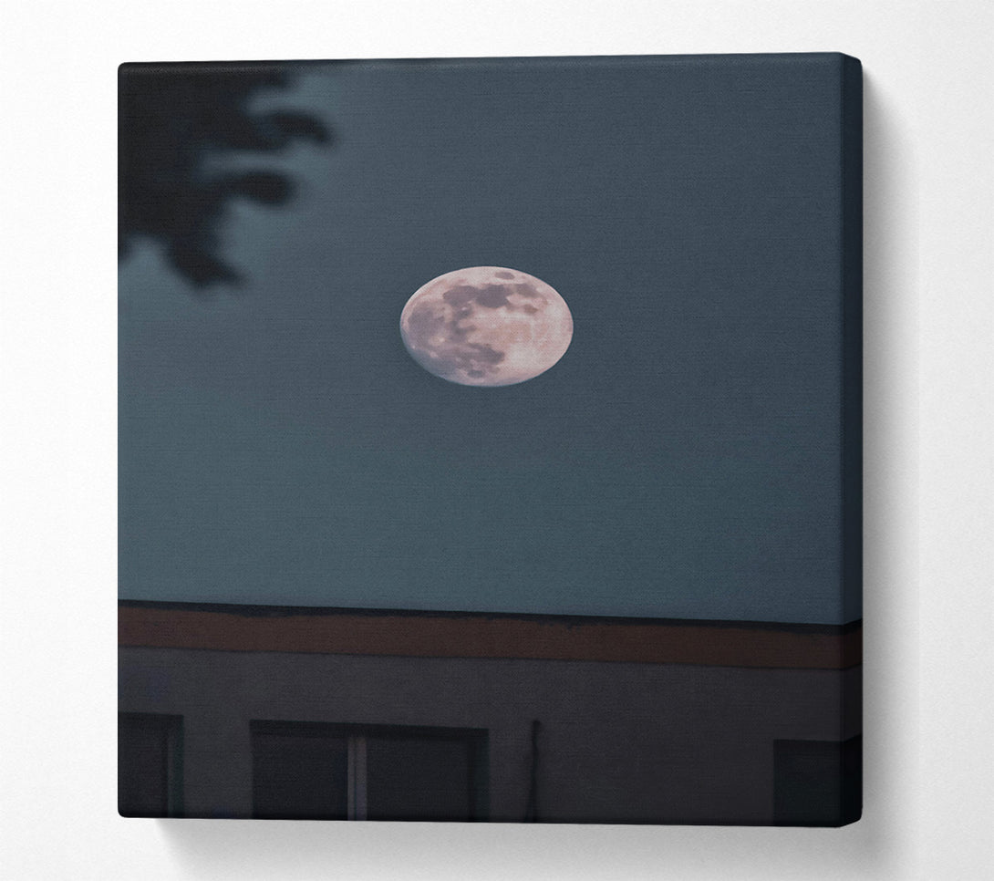  A Canvas Print of Pale Moon Over City Canvas Print