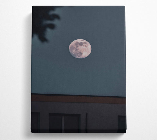  A Canvas Print of Pale Moon Over City Canvas Print