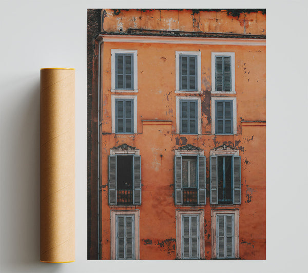 Rustic Orange Facade Print