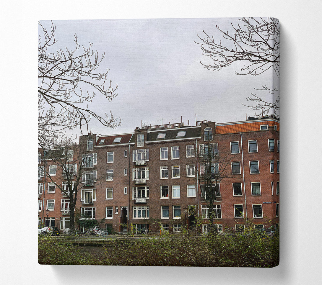  A Canvas Print of Brick Building In The Mist Canvas Art