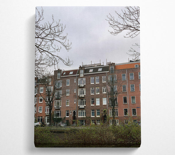  A Canvas Print of Brick Building In The Mist Canvas Art