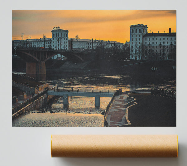 Golden River Bridge Giclee Print