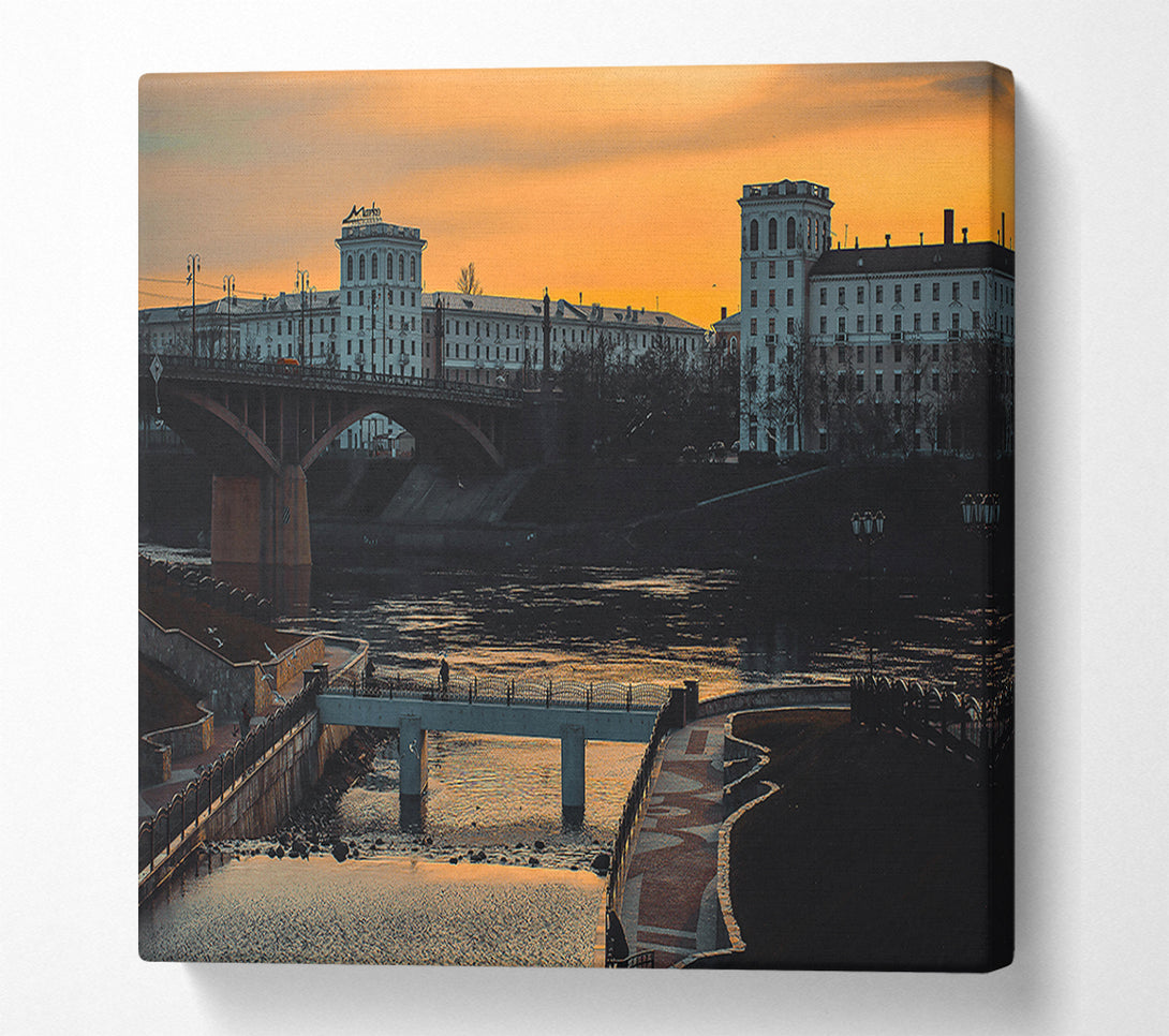  A Canvas Print of Golden River Bridge Canvas Print