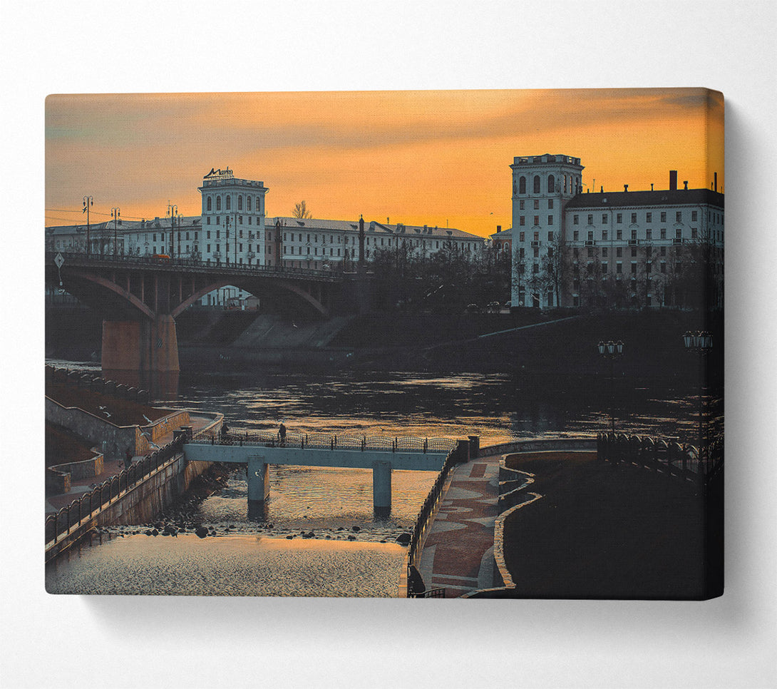  A Canvas Print of Golden River Bridge Canvas Print