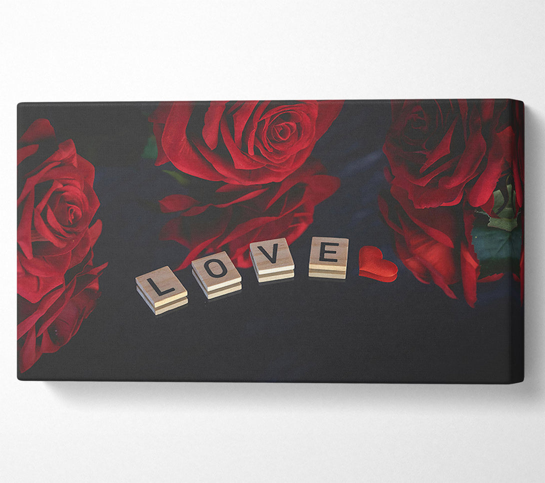  A Canvas Print of Crimson Love Spelled Out Canvas Print