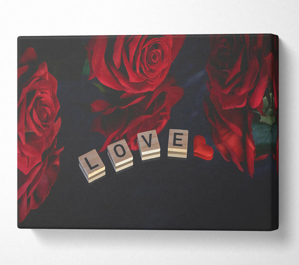  A Canvas Print of Crimson Love Spelled Out Canvas Print