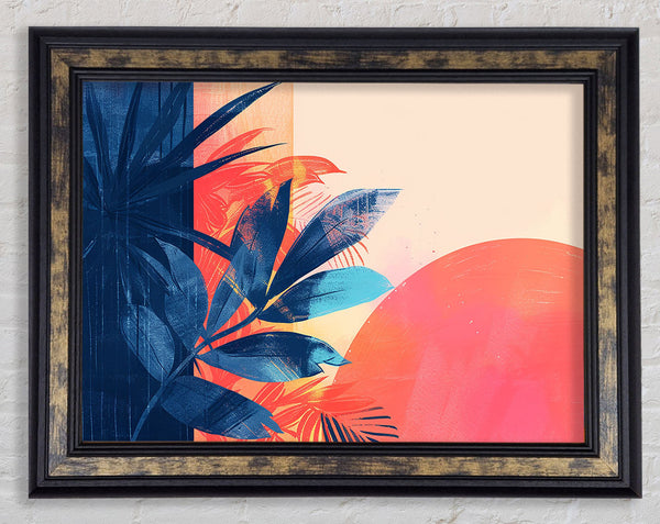 Boho Blue Leaves Framed Print