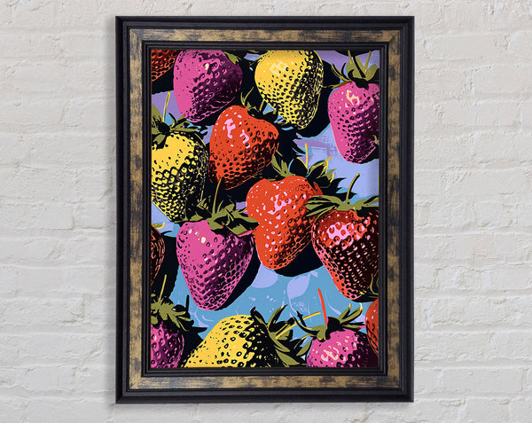 Bold Colour Strawberries Framed Print