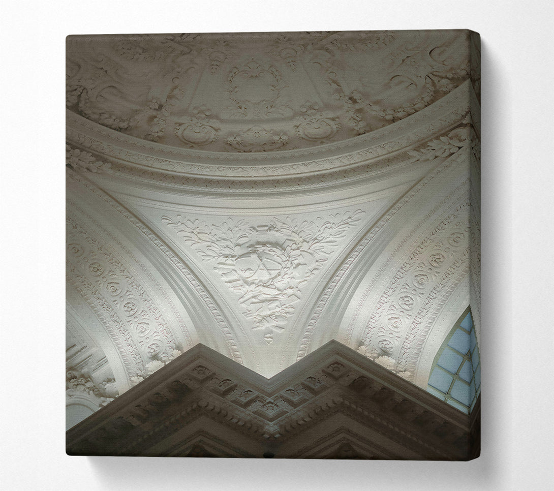  A Canvas Print of White Ornate Ceiling Detail Canvas Art