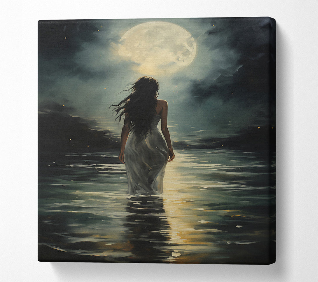  A Canvas Print of Golden Moonlight Walk Canvas Wall Art