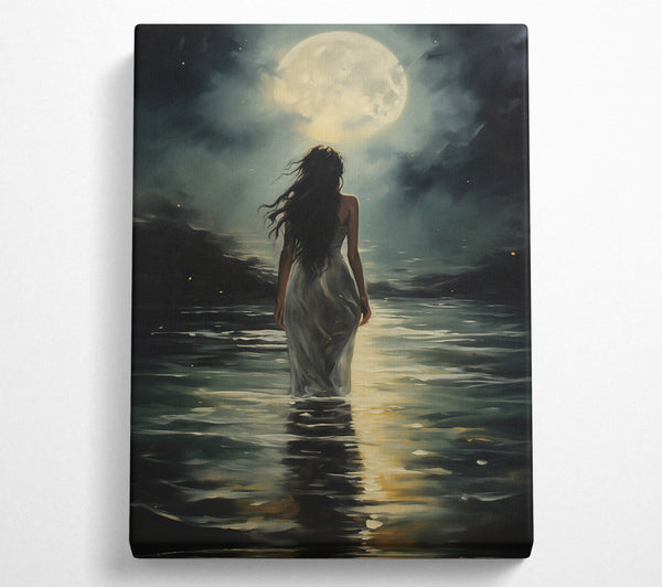  A Canvas Print of Golden Moonlight Walk Canvas Wall Art