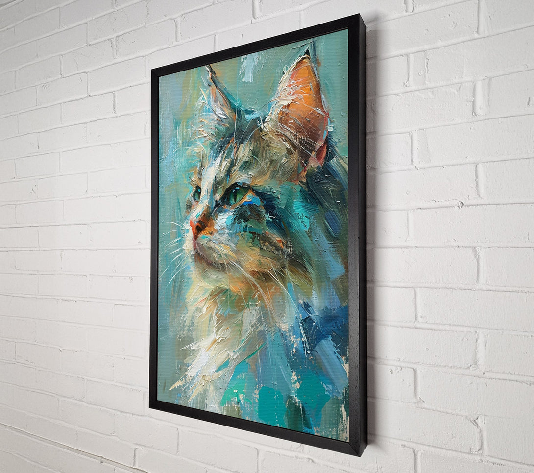  A Canvas Print of Turquoise Feline Gaze Canvas Art