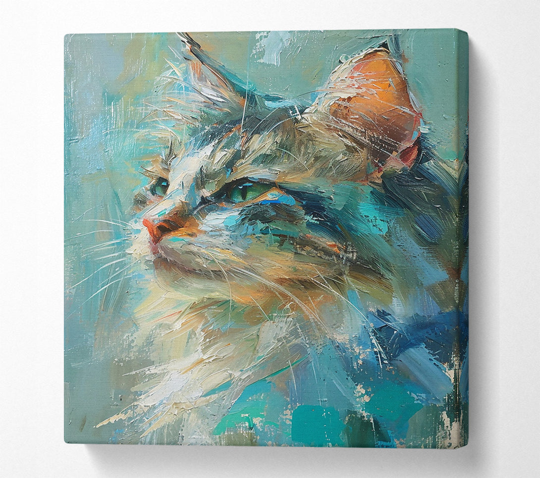  A Canvas Print of Turquoise Feline Gaze Canvas Art