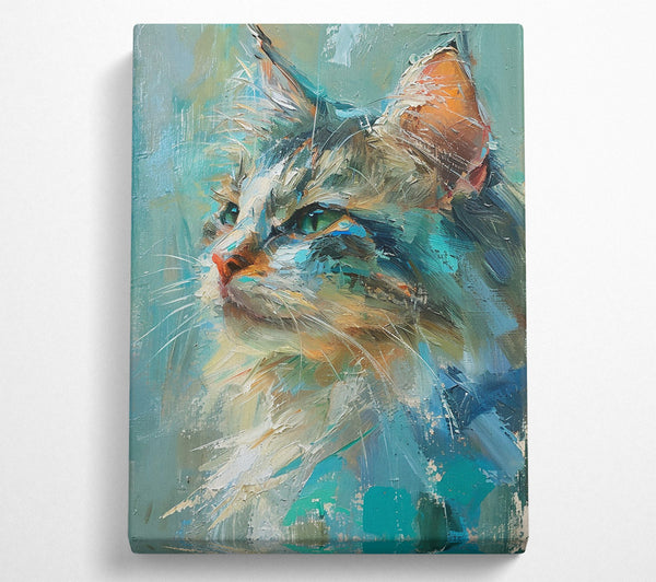 A Canvas Print of Turquoise Feline Gaze Canvas Art