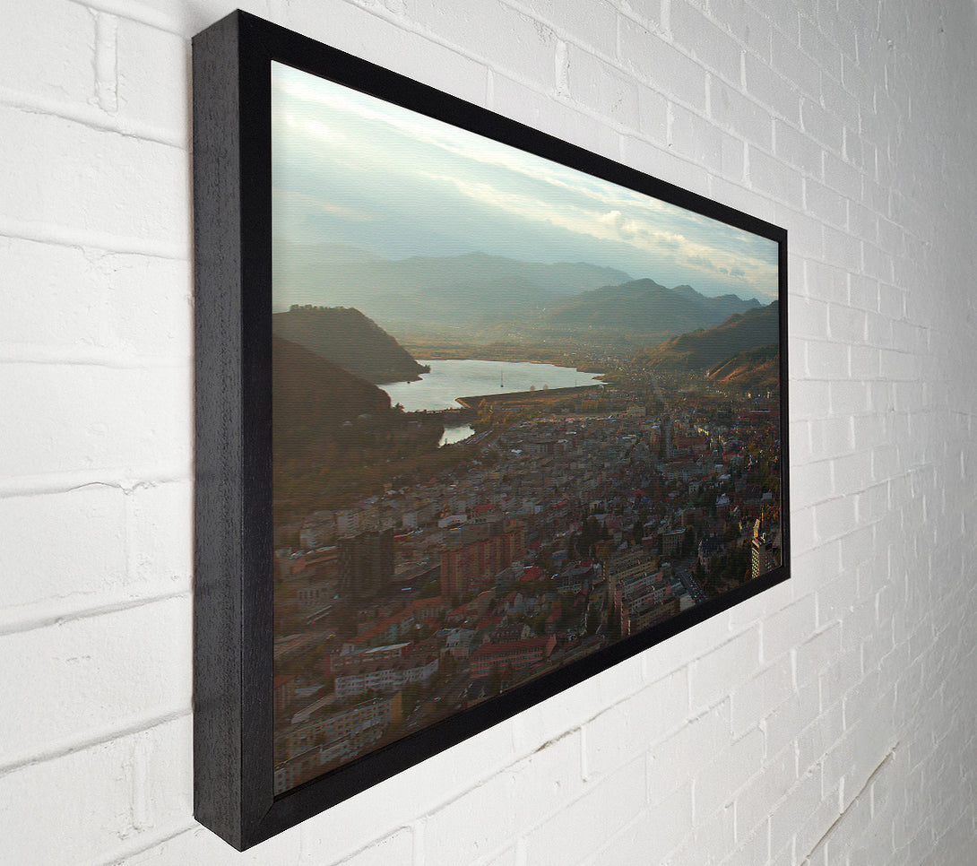  A Canvas Print of Golden Mountain Cityscape Canvas Wall Art