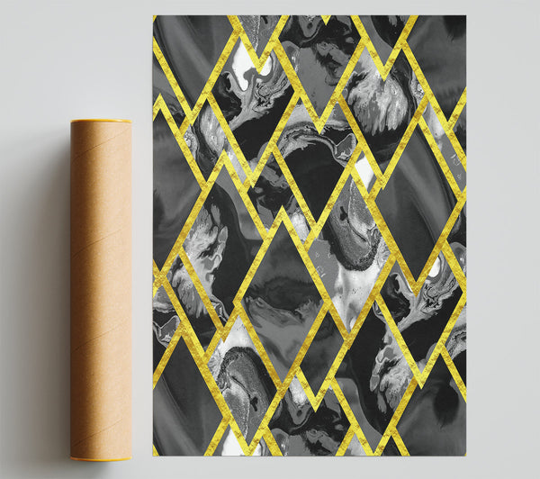 Black And Gold Diamonds Giclee Print