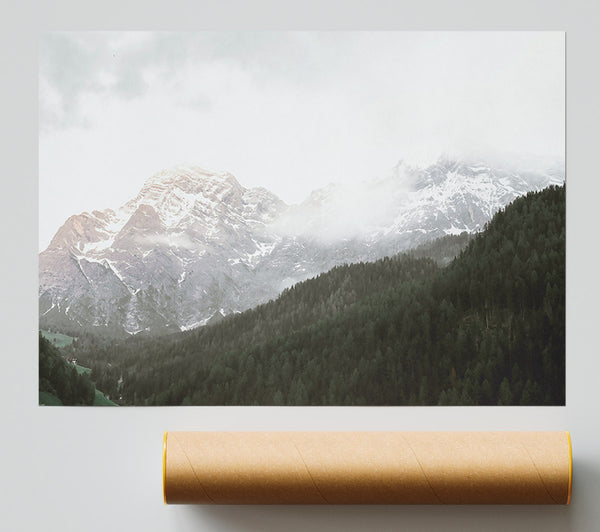 White Peaks Over Green Giclee Print