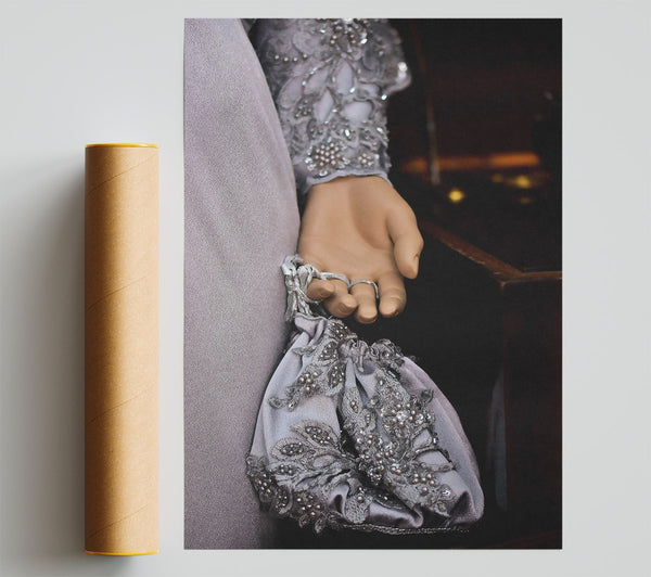 Silver Embroidered Clutch Poster