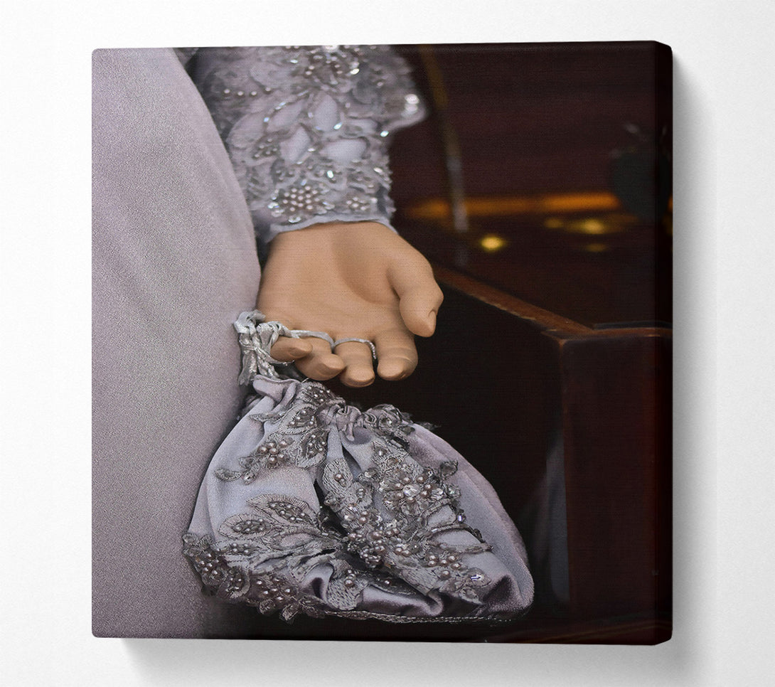  A Canvas Print of Silver Embroidered Clutch Canvas Art