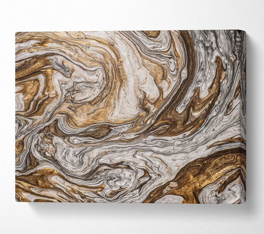  A Canvas Print of Golden Swirling Abstract Canvas Wall Art