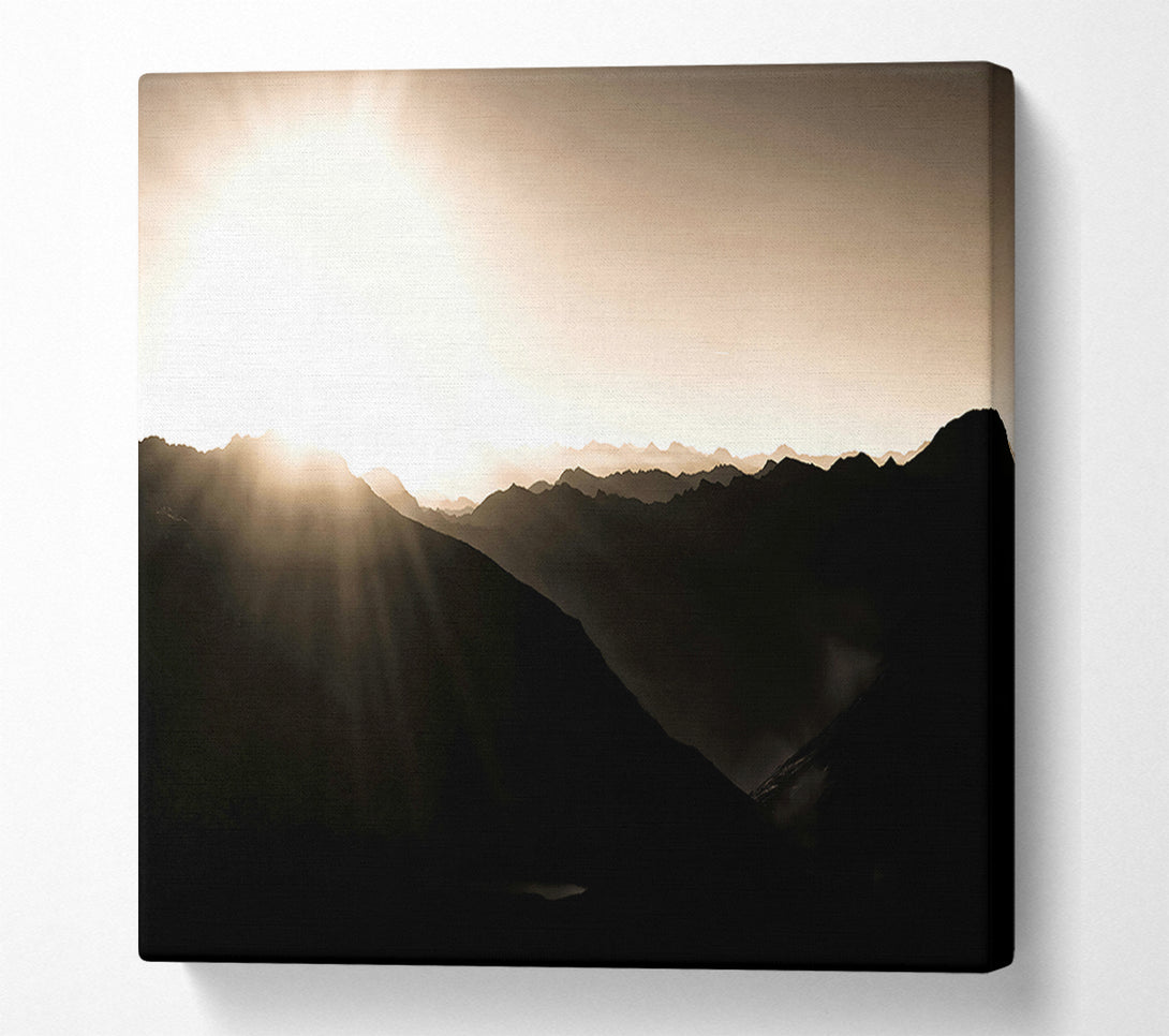  A Canvas Print of Golden Mountain Rays Canvas Wall Art