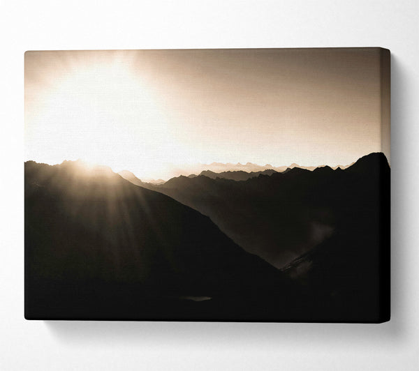  A Canvas Print of Golden Mountain Rays Canvas Wall Art