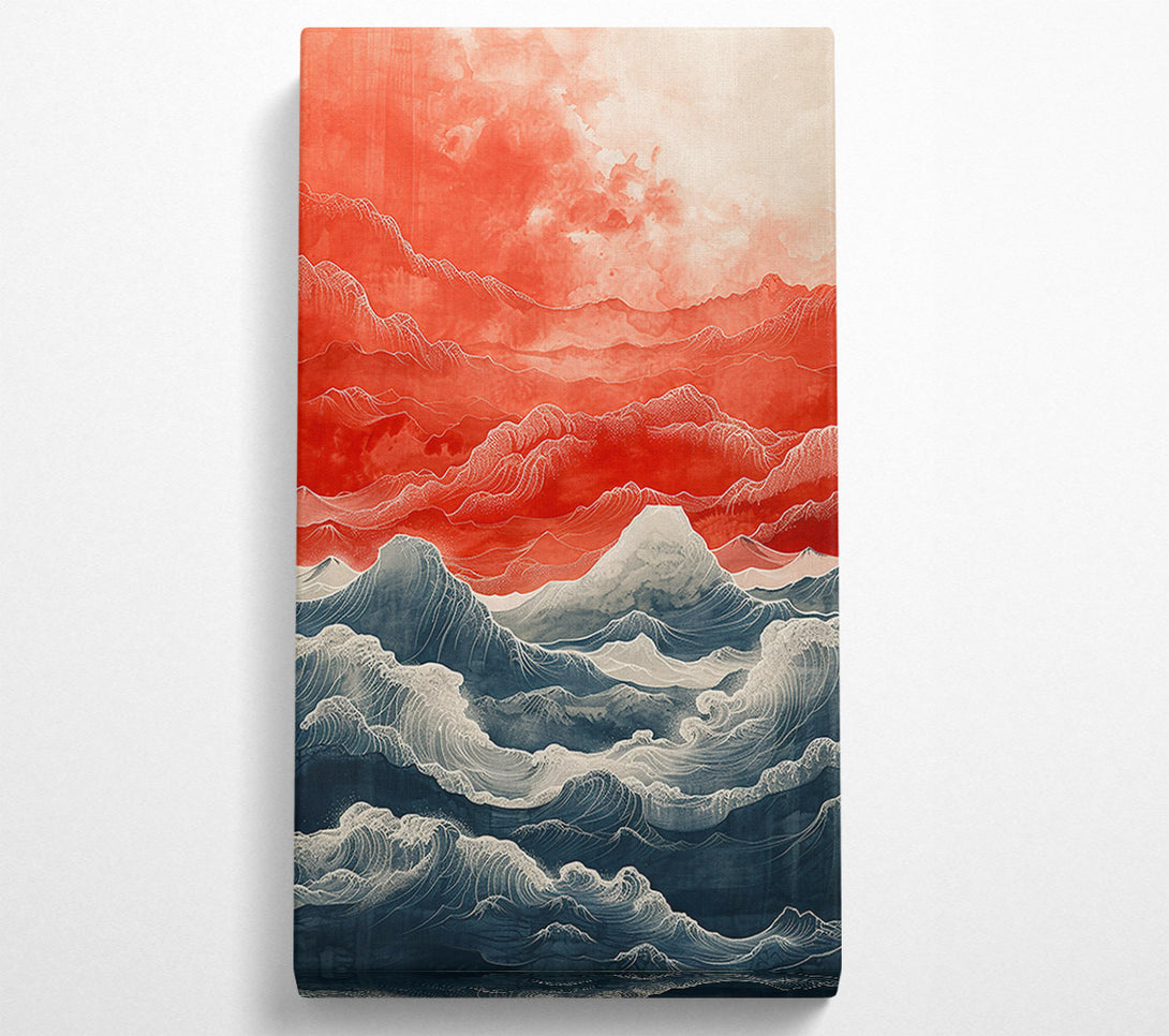  A Canvas Print of Crimson Waves Crashing Canvas Wall Art