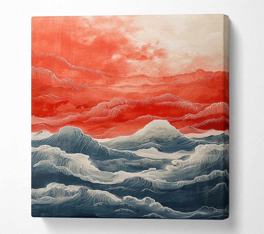  A Canvas Print of Crimson Waves Crashing Canvas Wall Art