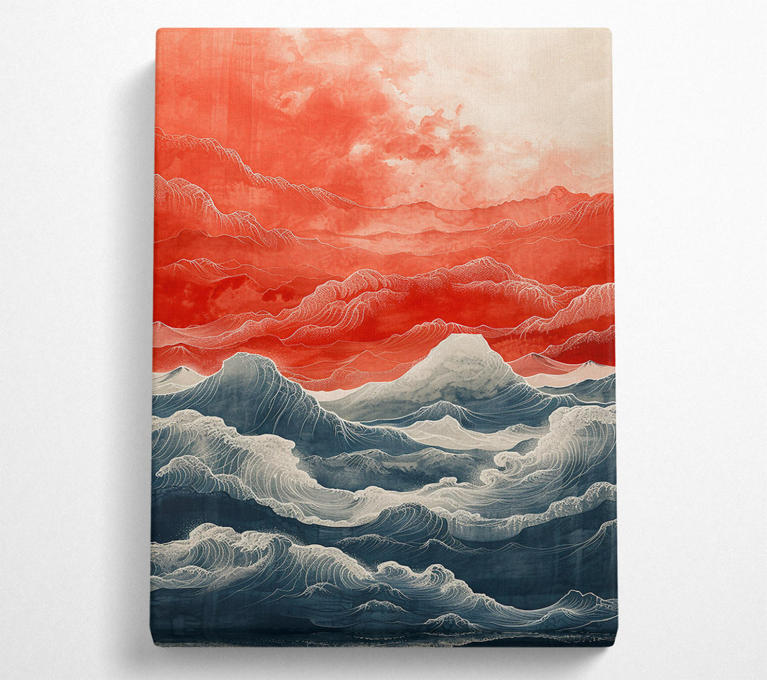  A Canvas Print of Crimson Waves Crashing Canvas Wall Art