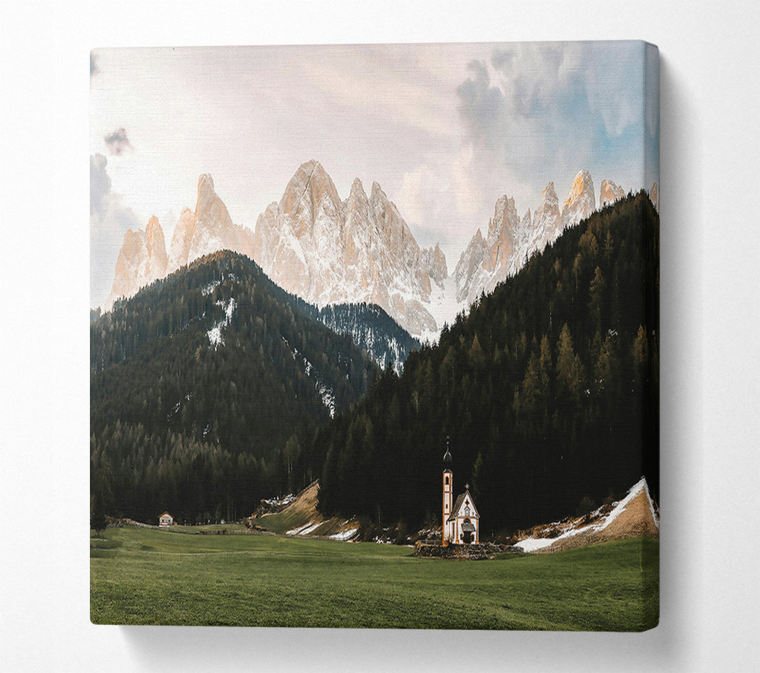  A Canvas Print of Golden Mountain Church Canvas Print