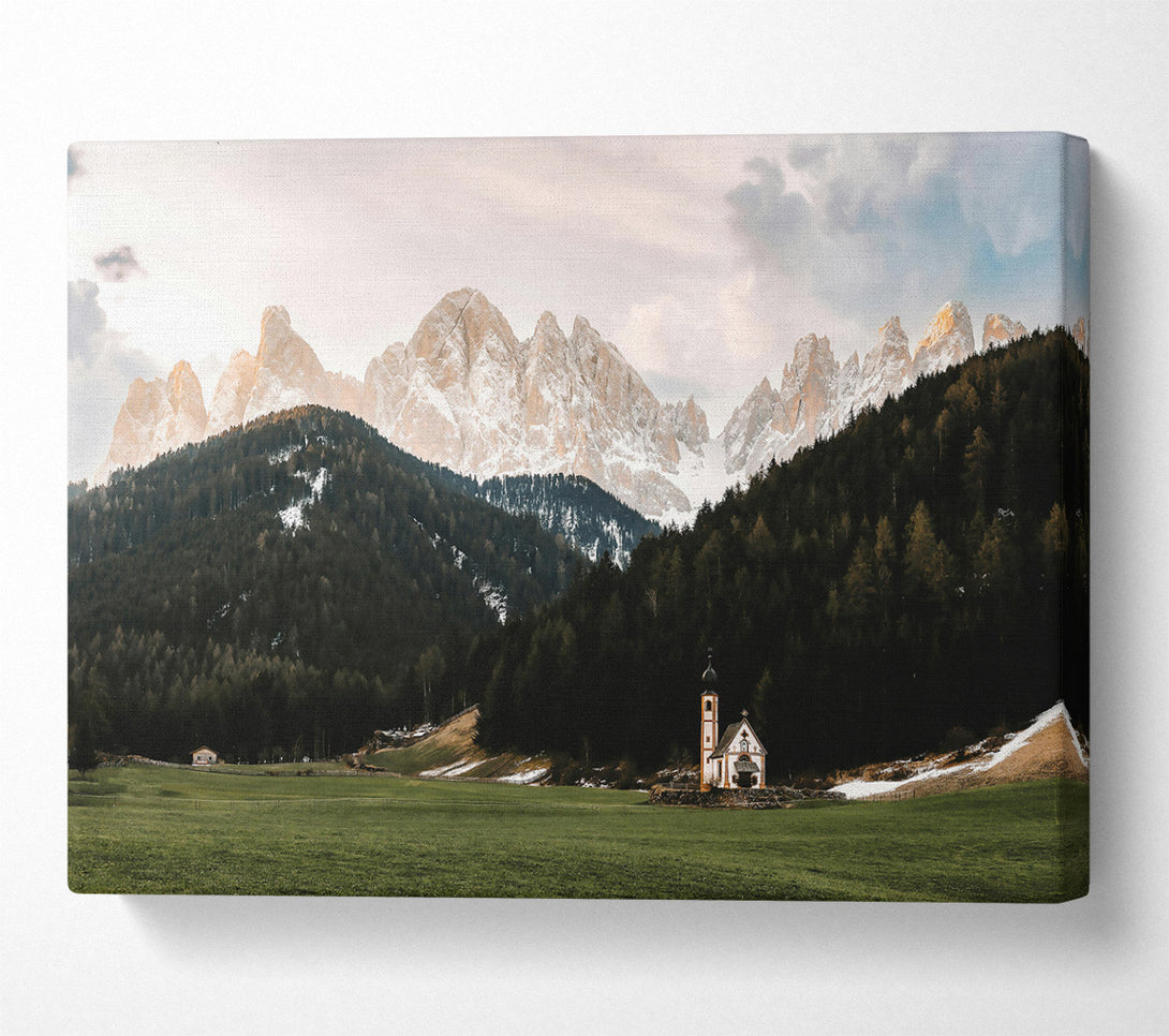  A Canvas Print of Golden Mountain Church Canvas Print