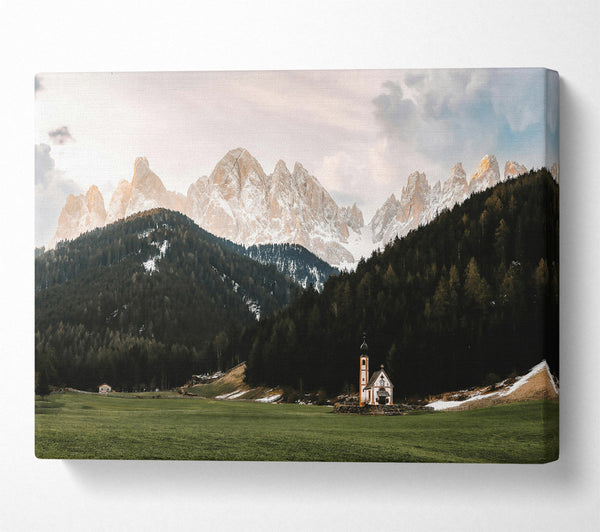  A Canvas Print of Golden Mountain Church Canvas Print
